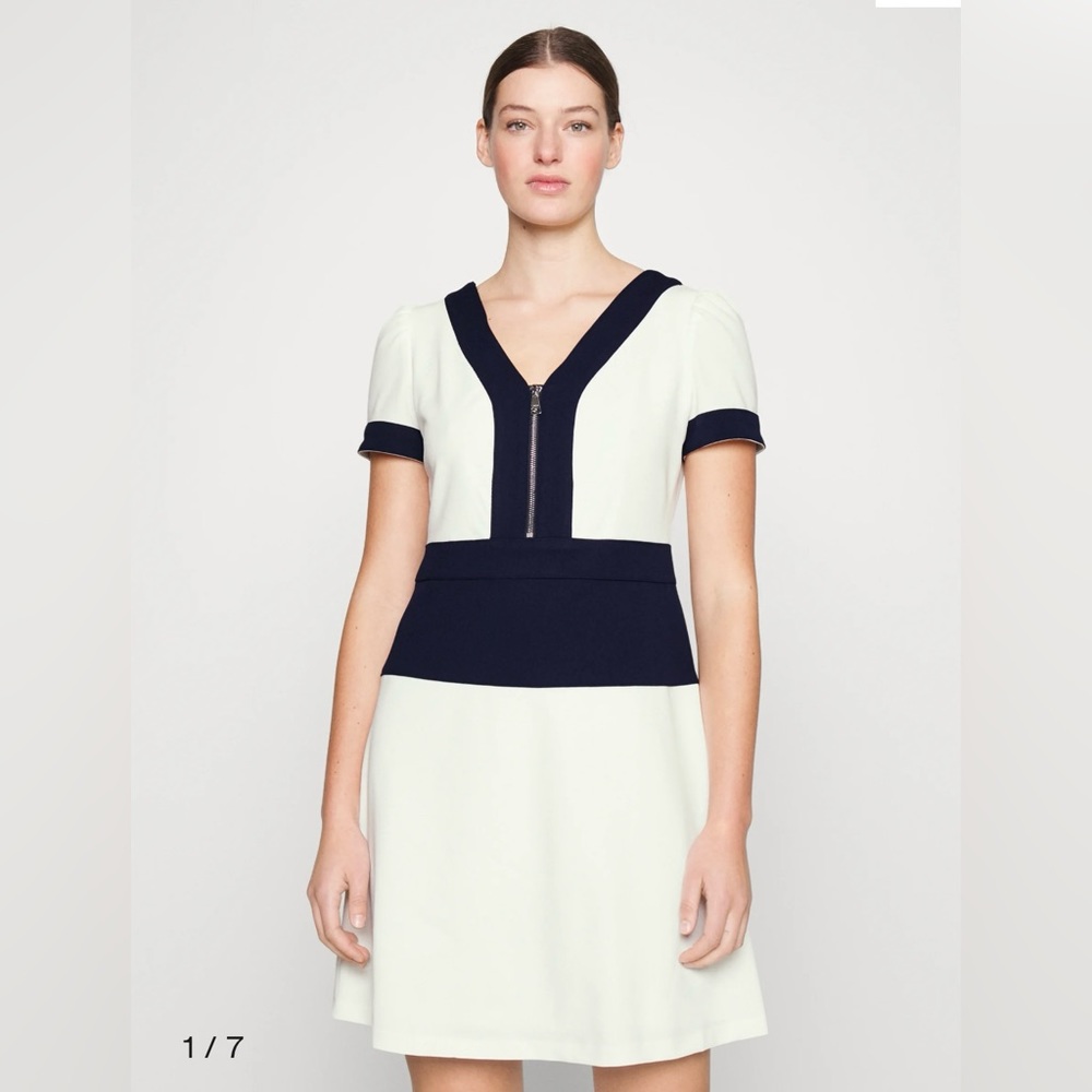 Women's Zip-Front Colorblocked Short-Sleeve Dress